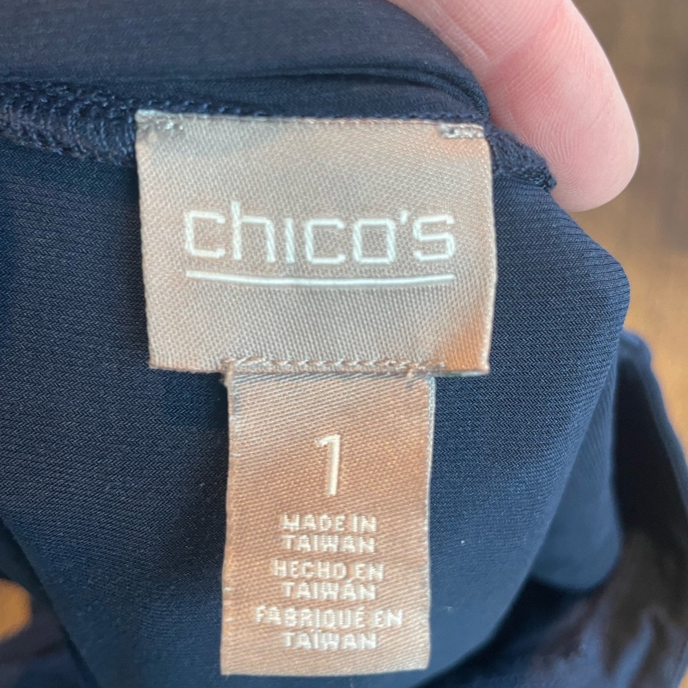 Chico´s Navy Lace Dress Preppy Classic Summer Time - Size 1 (M 8/10) - Picture 2 of 6